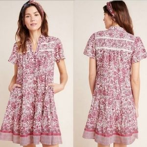 Anthropologie Georgina Shirtdress Burgundy Floral sz XL  New Tags Pockets
